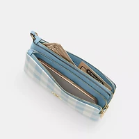 Double Zip Wristlet With Gingham Print