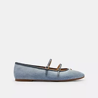 Double Buckle Mary Jane In Loved Denim