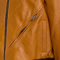 Restored Leather Tailored Bomber Jacket With Piecing