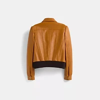 Restored Leather Tailored Bomber Jacket With Piecing