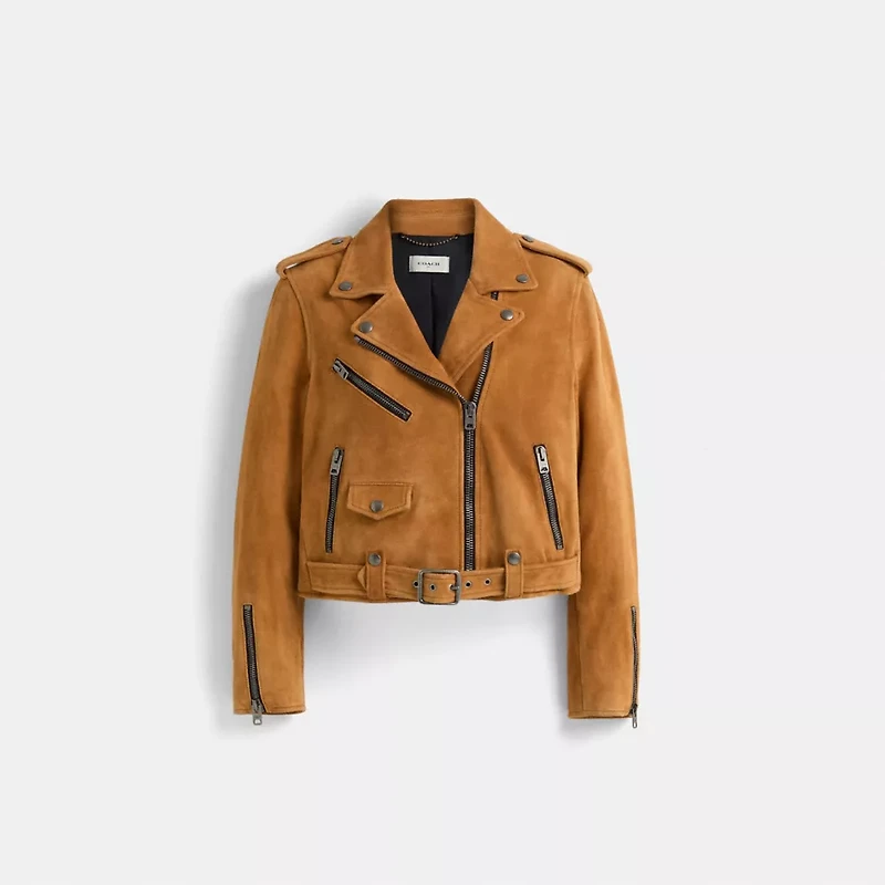 Restored Suede Mini Biker Jacket