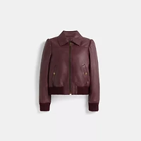 Restored Leather Tailored Bomber Jacket
