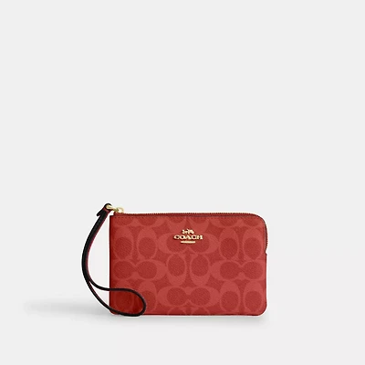 Corner Zip Wristlet Signature Canvas