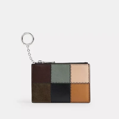 Zip Card Case With Key Ring In Upcrafted Suede And Upcrafted Leather