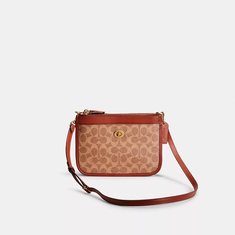 Restored Slim Turnlock Crossbody In Signature Canvas