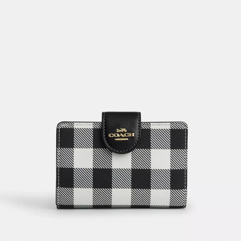 Medium Corner Zip Wallet With Gingham Print