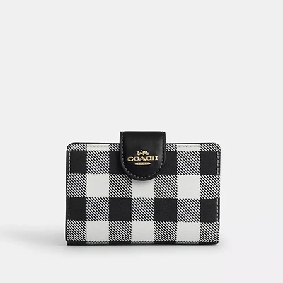 Medium Corner Zip Wallet With Gingham Print
