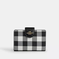 Medium Corner Zip Wallet With Gingham Print