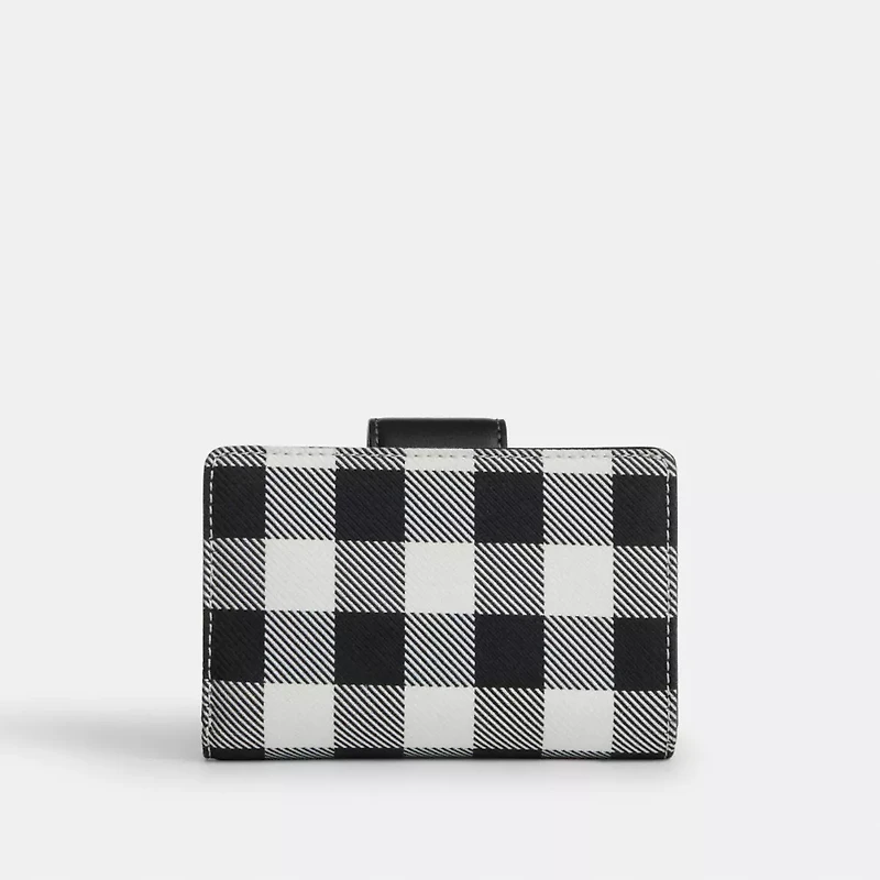 Medium Corner Zip Wallet With Gingham Print