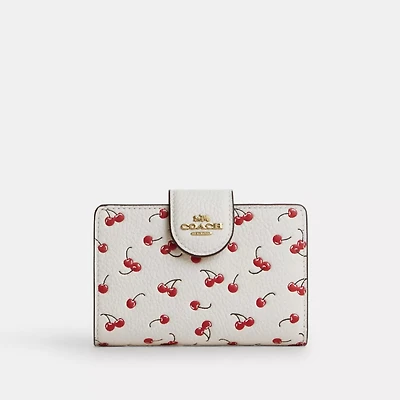 Medium Corner Zip Wallet With Cherry Print