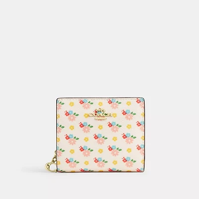 Snap Wallet With Floral Print And Charm