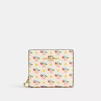 Snap Wallet With Floral Print And Charm