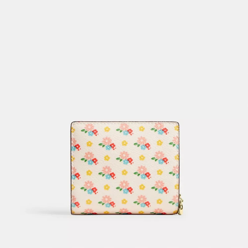 Snap Wallet With Floral Print And Charm