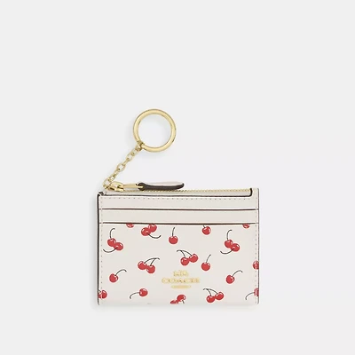 Mini Skinny Id Case With Cherry Print