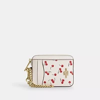 Zip Card Case With Cherry Print