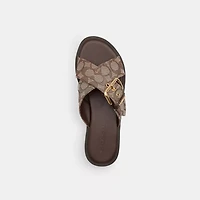 Crisscross Buckle Sandal Signature Jacquard