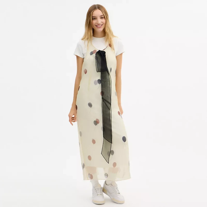 Printed Organza Balloon Dress