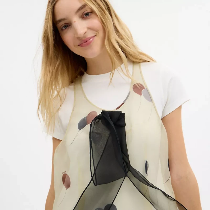 Printed Organza Balloon Dress