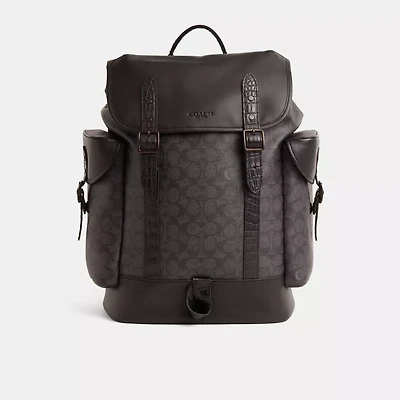 Restored Hitch Backpack In Signature Canvas With Crocodile Detail