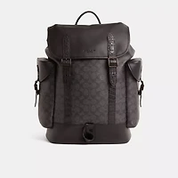 Restored Hitch Backpack In Signature Canvas With Crocodile Detail