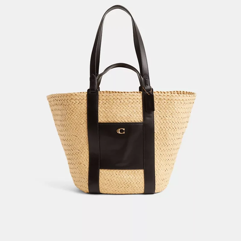 Restored Straw Pocket Tote