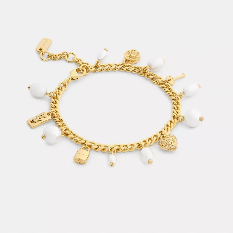 Pearl And Heart Charm Bracelet