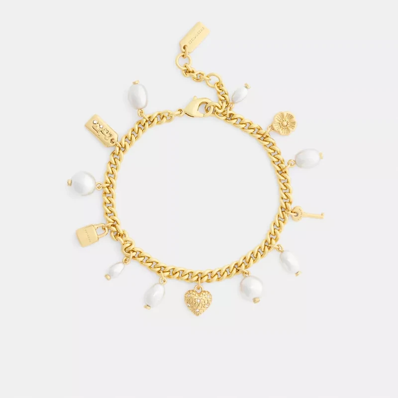 Pearl And Heart Charm Bracelet