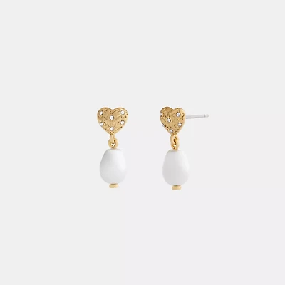 Heart Pearl Drop Earrings