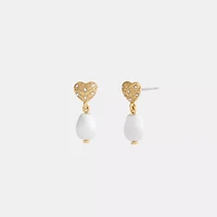 Heart Pearl Drop Earrings