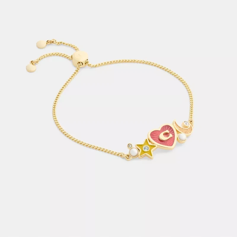 Celestial Stars And Hearts Slider Bracelet