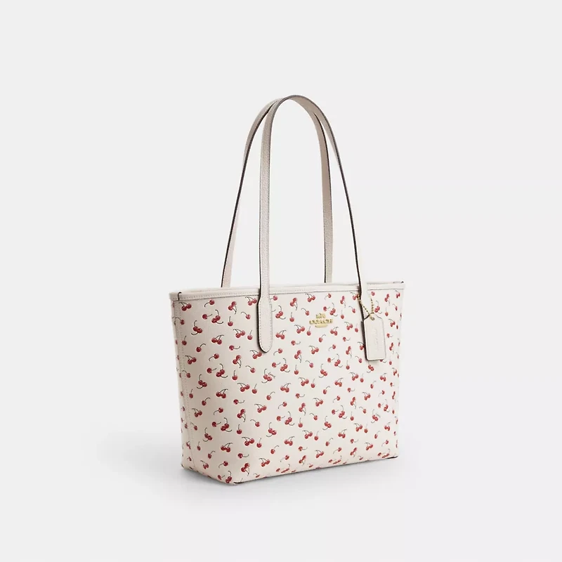Medium City Tote Bag With Cherry Print