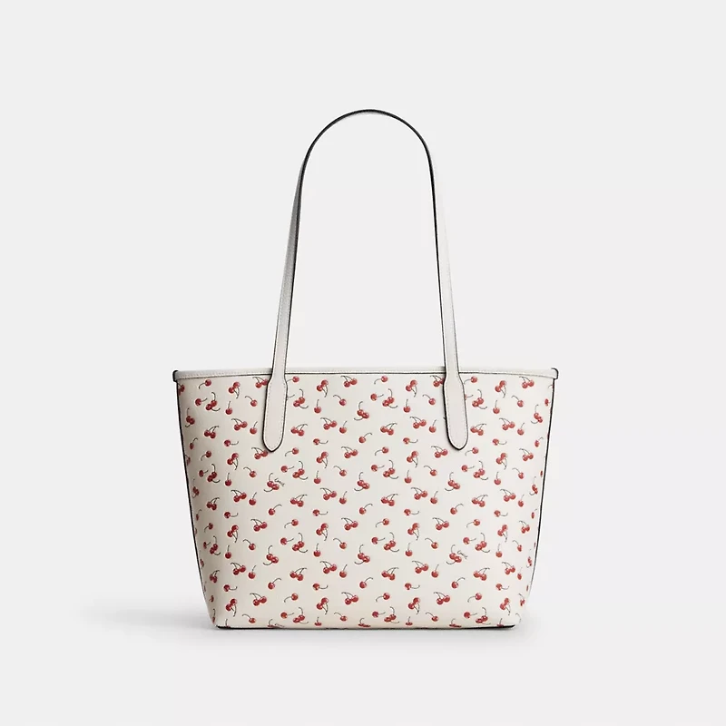 Medium City Tote Bag With Cherry Print