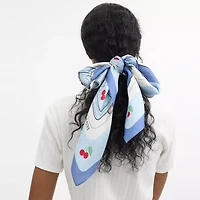 Tabby Cherry Print Silk Square Scarf