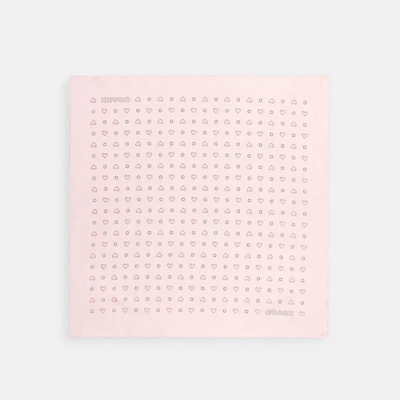 Dotty Heart Print Silk Bandana