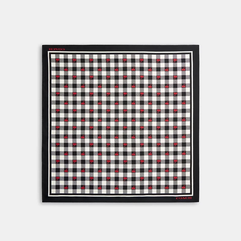 Gingham Cherry Print Silk Bandana
