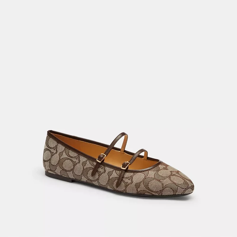 Double Buckle Mary Jane In Signature Jacquard