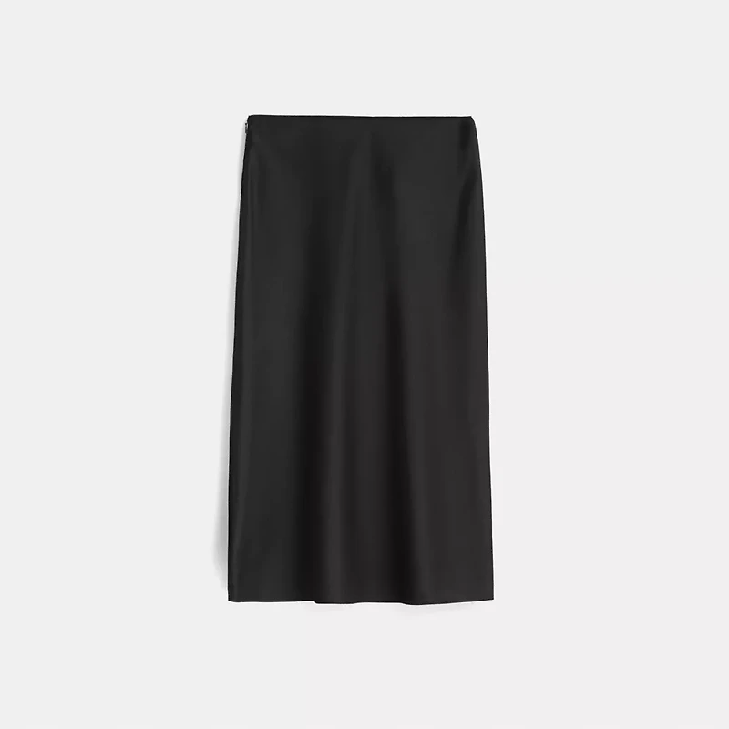 Restored Long Satin Midi Skirt
