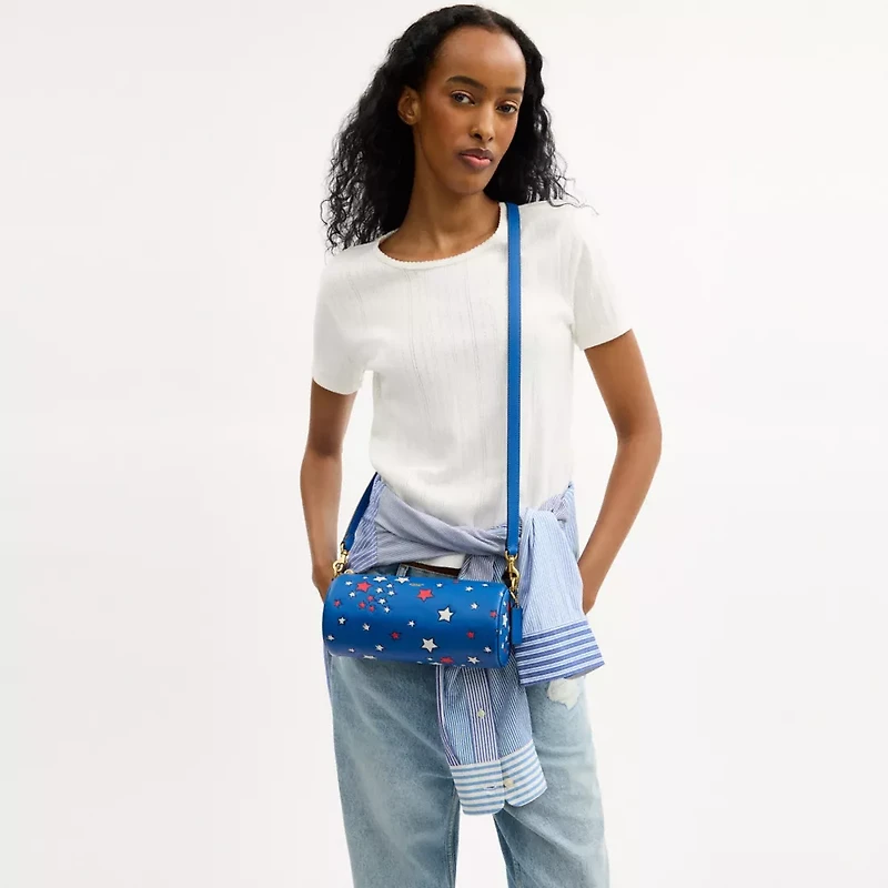 Barrel Bag With Americana Star Print