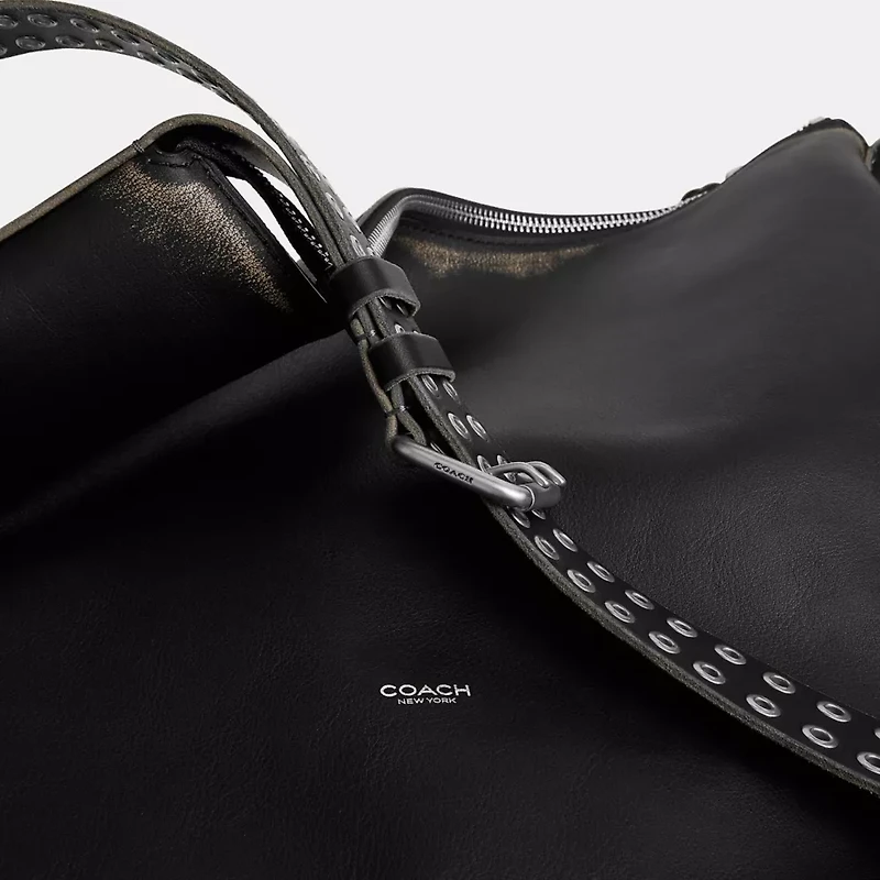 Mott Messenger Bag In Loved Leather With Studs