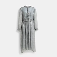 Restored Ruffle Front Dress With Gathered Yoke