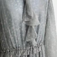 Restored Ruffle Front Dress With Gathered Yoke