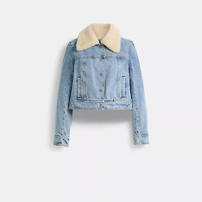 Restored Shearling Collar Denim Jacket