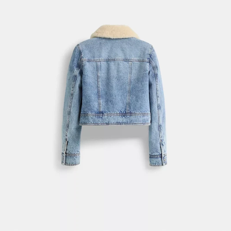 Restored Shearling Collar Denim Jacket