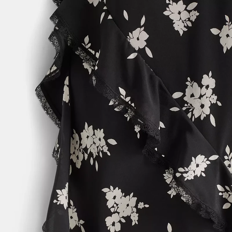 Restored Long Floral Ruffle Dress