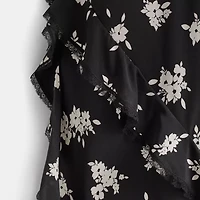 Restored Long Floral Ruffle Dress