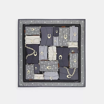 Stacked Tabby Star Print Silk Square Scarf