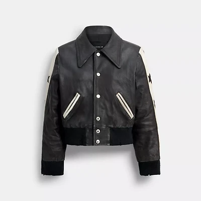 Buy Now Star Leather Varsity Jacket