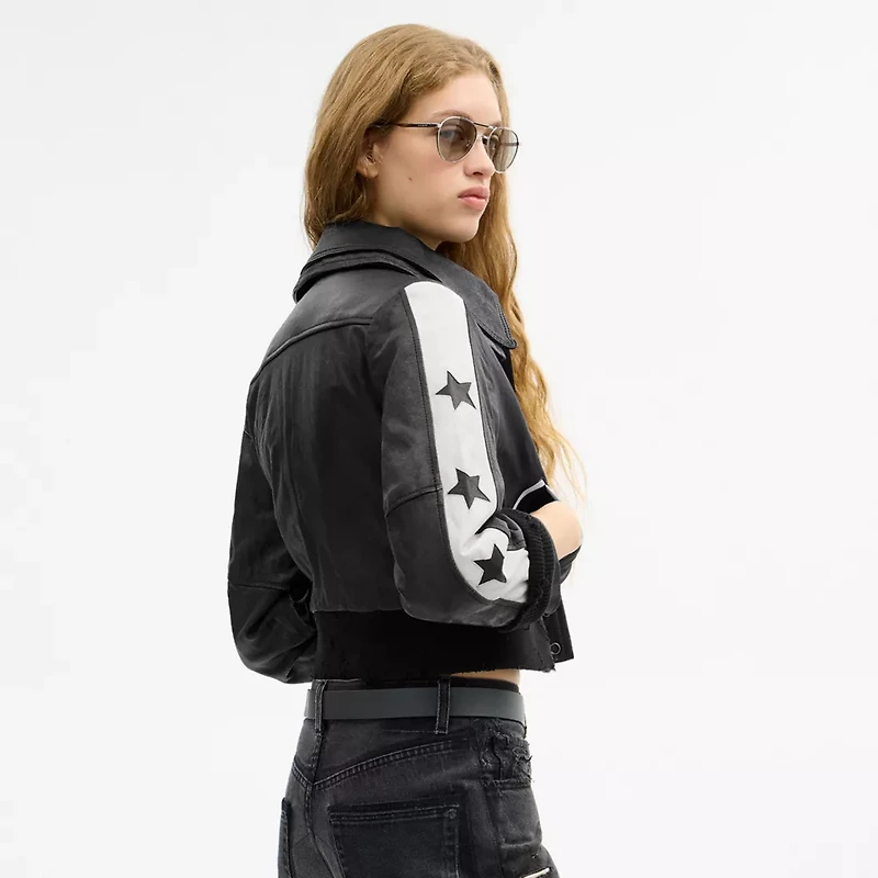 Buy Now Star Leather Varsity Jacket