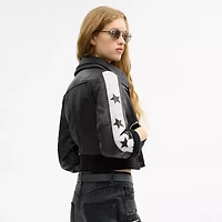 Buy Now Star Leather Varsity Jacket