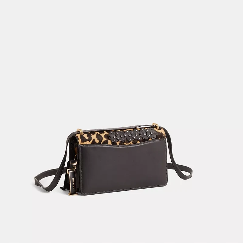 Upcrafted Bandit Shoulder Bag In Haircalf With Leopard Print